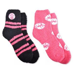 Mean Girls 2 Pairs Packs of Soft Plush Socks Pink and Black Shoe Sizes 4-10 NWT